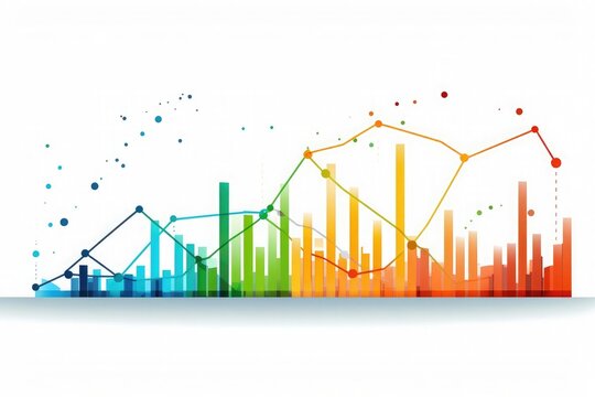 Line graph of income growth, timeline, arrows indicate the direction of the graph, vector