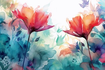 style watercolor print canvas poster fabric invitation art wall cover design nature Exotic  background floral Abstract wildflower pattern flower texture banner wedding fashion illustration spring