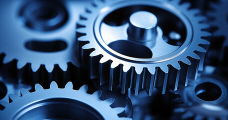 gear technology background, Gear wheel, working mechanism, Digital engineer concept, close up view gears