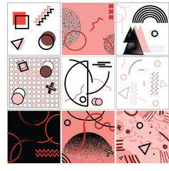 90's Seamless Pattern. Vivid, trendy, retro style patterns from 1990. Funky, abstract and vintage graphics. Seamless Abstract Geometric Poster Art Designee.