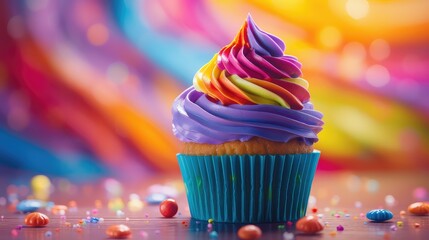 frosting colorful cupcake food illustration sprinkles treat, party birthday, celebration homemade frosting colorful cupcake food
