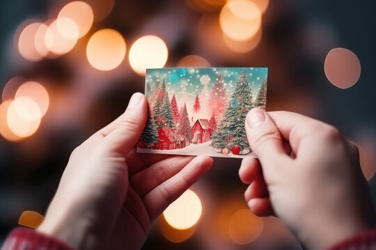 Festive Greetings: Holding a Christmas Card with Warm Wishes