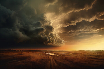 Landscape before a hurricane and a tornado.