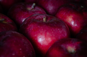 Side view of a bunch of red apples