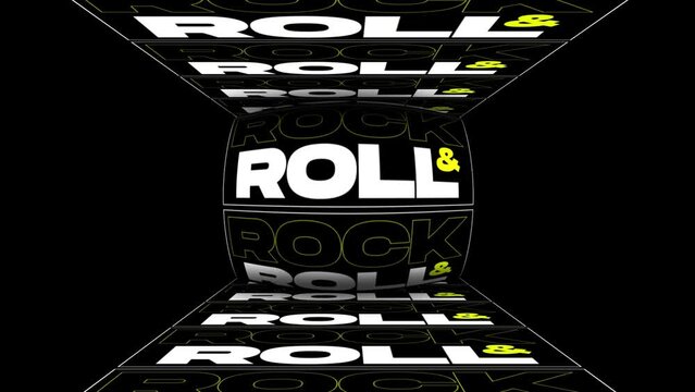 The word rock & roll is spinning, typography