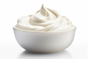 cream in bowl with shadow isolated on transparent background, png file