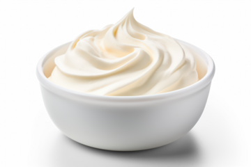 Whipped cream isolated on transparent background with shadow, png file