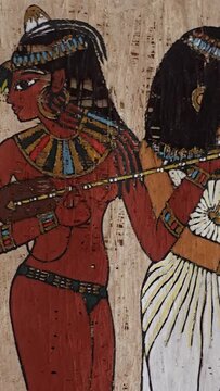 Vertical Video of Ancient Egypt Papyrus Paint