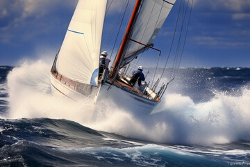 Sailing competition at sea.