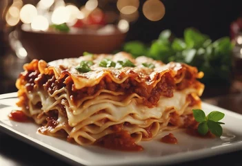 Fotobehang Traditional italian lasagna © ArtisticLens