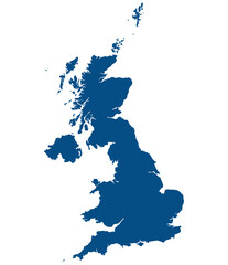 United Kingdom Regions map. Map of United Kingdom in blue color