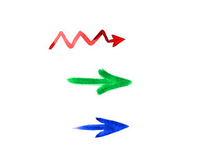 hand drawn watercolor arrows on a white background