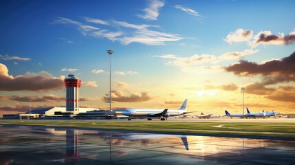 runway building airport background illustration gate security, check in, customs immigration runway...