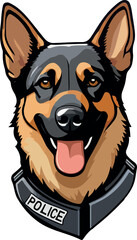German Sheperd Dog Wear Police Officer