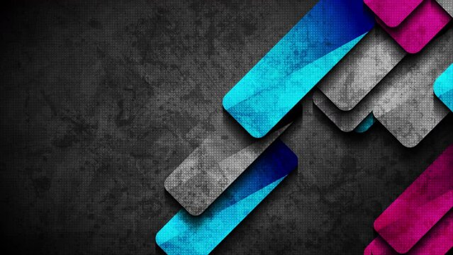 Black, blue and violet abstract geometric grunge corporate background. Seamless looping motion design. Video animation Ultra HD 4K 3840x2160