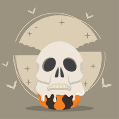 Cute spooky skull muffin halloween candy Vector