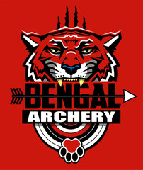 archery team design with bengal mascot for school, college or league sports