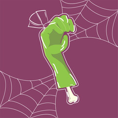 Cute zombie hand halloween candy Vector