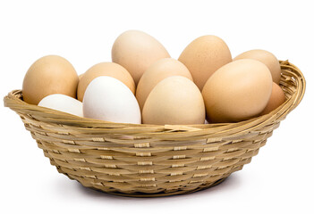 Brazilian free-range chicken eggs in rustic wooden bowl , organic eggs, typical from Minas Gerais