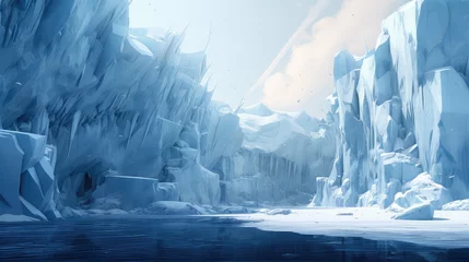 Foto op Canvas arctic dry dock icebergs illustration antarctica melt, polar ocean, glacier iceberg arctic dry dock icebergs © vectorwin