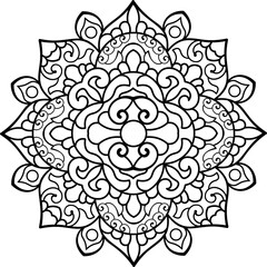 Mandala. Oriental circular pattern for Henna, tattoos, and decorations. Coloring book page. Vector illustration.