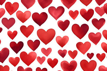 Red heart patterns on a white background