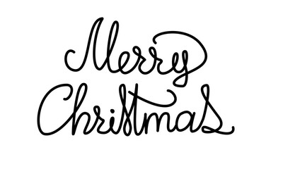 Merry Christmas hand drawn lettering banner.