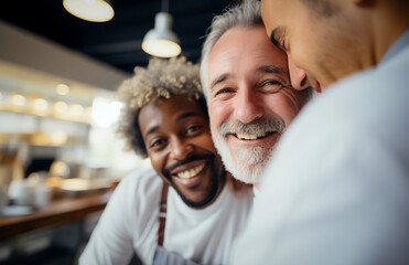 Funcion&aacute;rios felizes se re&uacute;nem para mostrar a beleza da diversidade, diferentes origens e culturas no local de trabalho.
