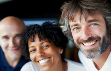 Funcion&aacute;rios felizes se re&uacute;nem para mostrar a beleza da diversidade, diferentes origens e culturas no local de trabalho.
