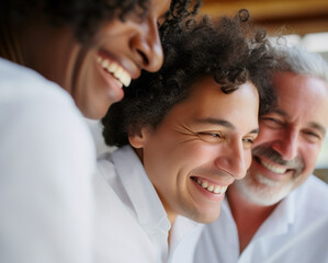 Funcion&aacute;rios felizes se re&uacute;nem para mostrar a beleza da diversidade, diferentes origens e culturas no local de trabalho.
