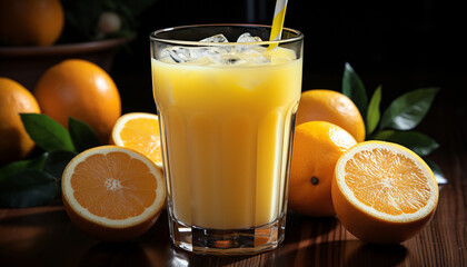 Freshness of citrus fruit in a drinking glass generated by AI