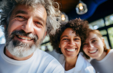 Funcion&aacute;rios felizes se re&uacute;nem para mostrar a beleza da diversidade, diferentes origens e culturas no local de trabalho.
