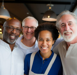 Funcion&aacute;rios felizes se re&uacute;nem para mostrar a beleza da diversidade, diferentes origens e culturas no local de trabalho.
