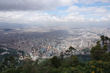 View onto Bogota from Monserrate view point hill cerro de Monserrate, Colombia