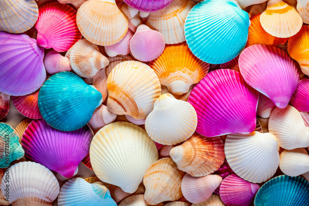 Wall mural Colorful seashells background. Colorful seashells background