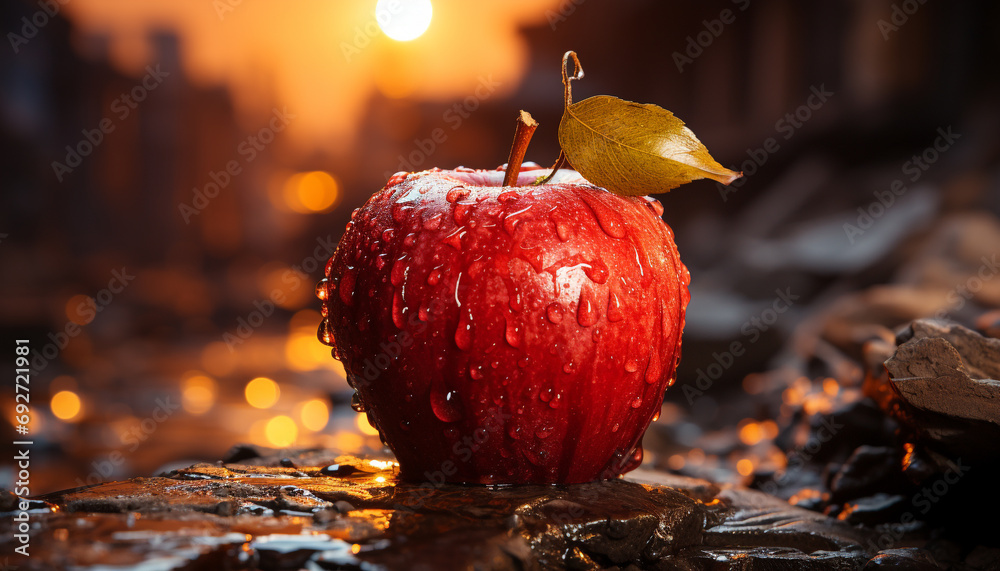 Wall mural Freshness of autumn apple, nature healthy eating generated by AI