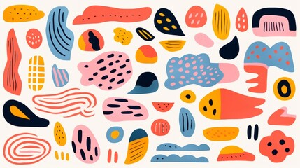Hand drawn seamless pattern with abstract shapes. Scandinavian style. illustration. Generative AI