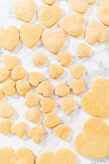 Heart-shaped sugar cookies with royal icing