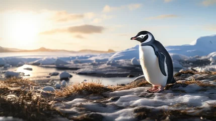 Gordijnen glaciers antarctic tundra landscape illustration penguins seals, whales icebergs, barren desolate glaciers antarctic tundra landscape © vectorwin