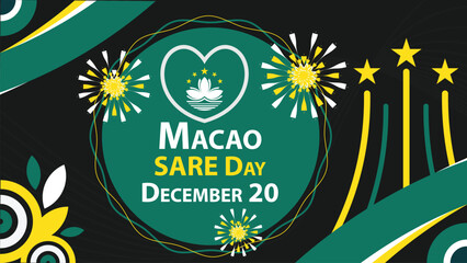 Macao SARE Day vector banner design. Happy Macau Special Administrative Region Establishment Day modern minimal graphic poster illustration.