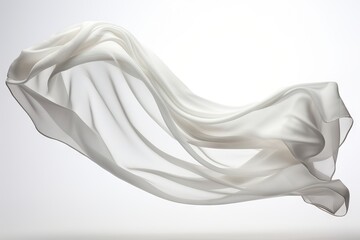 background white cloth elegant Smooth foulard clothes motion levitation beige cream transparent float silk fabric wind isolated satin shadow flutter colours material wave textile soft light - obrazy, fototapety, plakaty