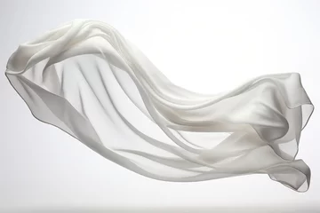 Poster background white cloth elegant Smooth foulard clothes motion levitation beige cream transparent float silk fabric wind isolated satin shadow flutter colours material wave textile soft light © akkash jpg