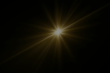 Sun rays with lens flares. Flash of light explosion of glare.