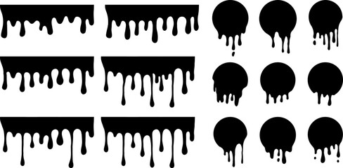 Paint dripping. Black dripping ink. Dripping liquid. Current paint, stains. Flowing liquid on...
