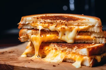 Selbstklebende Fototapeten Close up grilled cheese sandwich © Vorda Berge