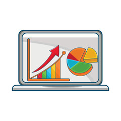 statistics in laptop  illustration