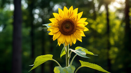 A lone sunflower standing tall in its natural habitat, surrounded by the beauty of the outdoors, captured with precision by an HD camera to emphasize its radiant yellow petals.