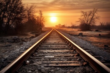 Fototapeta na wymiar Railroad in motion at sunset