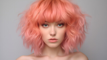 Stylish Pastel Pink Bob Hairstyle Fashion Portrait