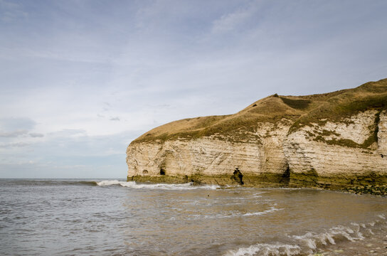 A landscape view of the cliffs at Flamborough Head on the North Sea coast of England